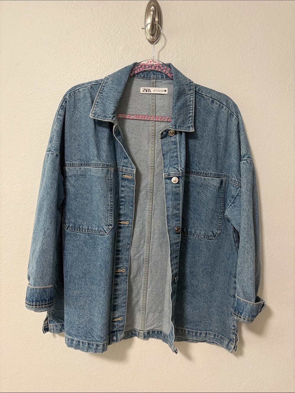 ZARA Light Blue Oversized Denim Jacket - Women's Jean Coat